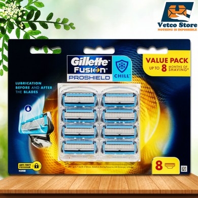 Lưỡi Dao Cạo Râu Gillette Fusion Proshield Chill (Vỉ 8 Lưỡi)